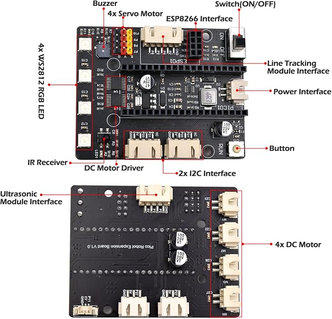 Adeept 4WD Robot Kit Omni-Directional Mecanum Wheels Car for ESP32-S3 Banana Pi PicoW-S3 DIY STEM Remote Educational Robotic with LCD1602 Display, Python Code PDF Tutorials