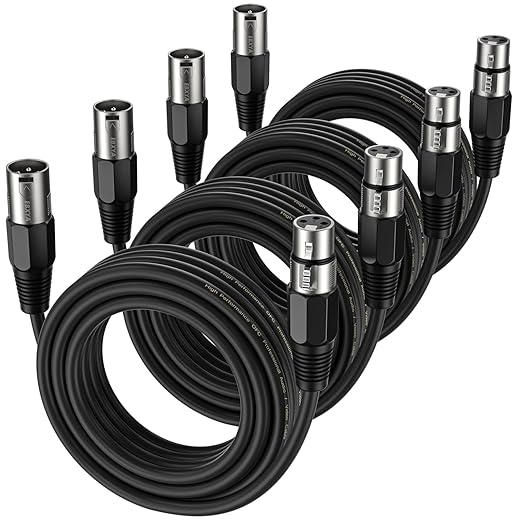 EBXYA XLR Cable 3ft 4 Packs - Balanced Microphone Cable with 3-Pin XLR Male to Female Mic Speaker Cable, Black