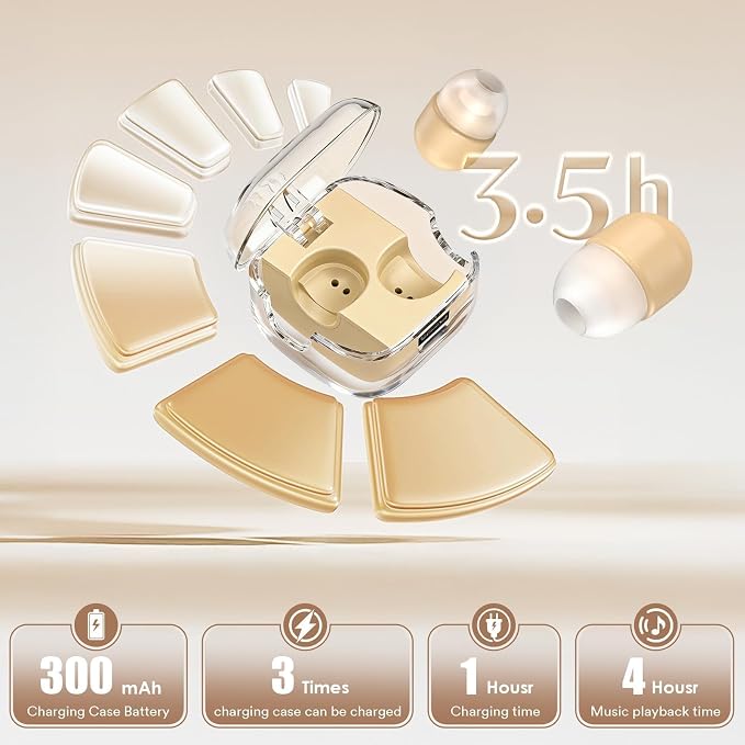 Xmenha Mini Invisible Small Earbuds Wireless Bluetooth for Small Ears Low Profile Tiny Discreet Smallest Hidden Earbuds for Work Invisible Ear Buds Headphones Skin Tone