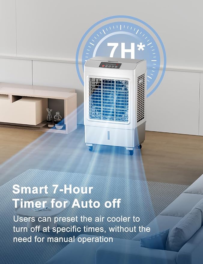 Large Swamp Cooler Air Conditioner, 3 Speeds&3 Ice Boxes, Portable Cooling Fan for Garage Outdoor Indoor Large