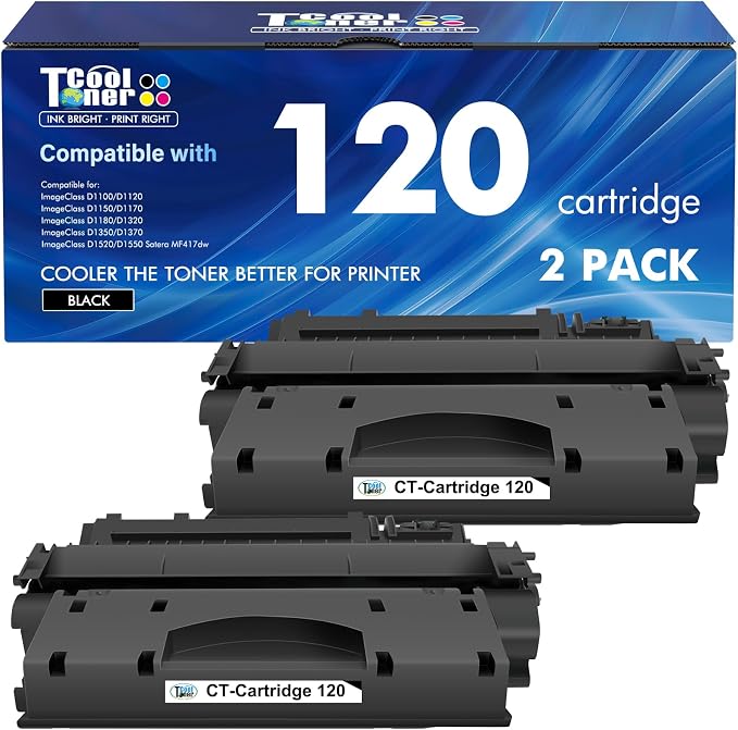 120 Toner Cartridges Compatible for Canon 120 CRG-120 CRG120 ImageCLASS D1120 D1550 D1150 D1320 D1350 D1300 D1520 D1500 D1100 D1370 D1180 D1170 MF6680DN MF417dw Printer (Black, 2-Pack)