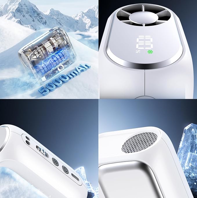 Portable Waist Fan with Ice Cooling Plate, Personal Belt Clip On Fan 20000RPM Turbo Neck Shirt Fans Blow Cold Air,Wearable Air Conditioner 5000mAh Rechargeable 100 Speeds for Outdoor Work Travel Beach