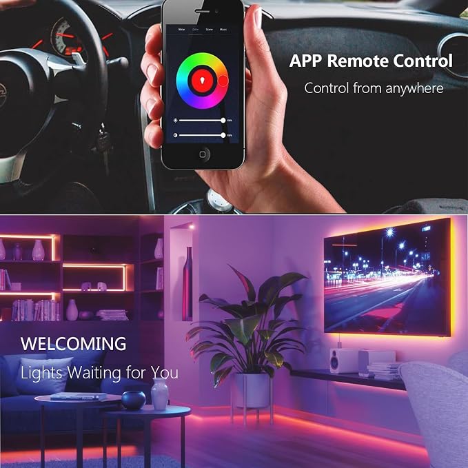 Smart Under Cabinet Lighting with Remote,RGB Cabinet Lights,Color Changing LED Strip Lights for PC,Kitchen Under Counter Lighting Plug in,Shelf Lights,LED Light Bar,Work with Alexa,Google,App,6pcs
