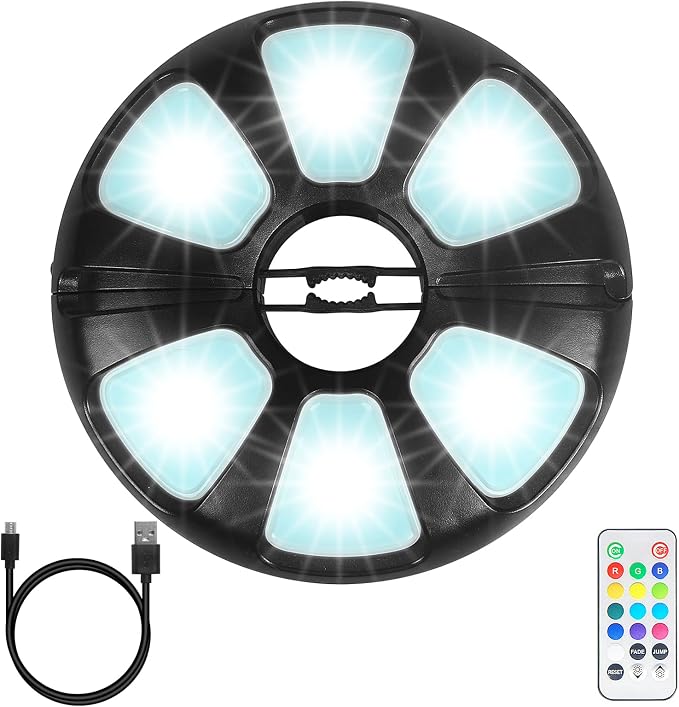 Color Umbrella Light with Remote, Outdoor/Patio Umbrella Light, Rechargeable/AA Battery, Umbrella Pole Light, 300Lumen, Stepless Dimming, for Patio Table