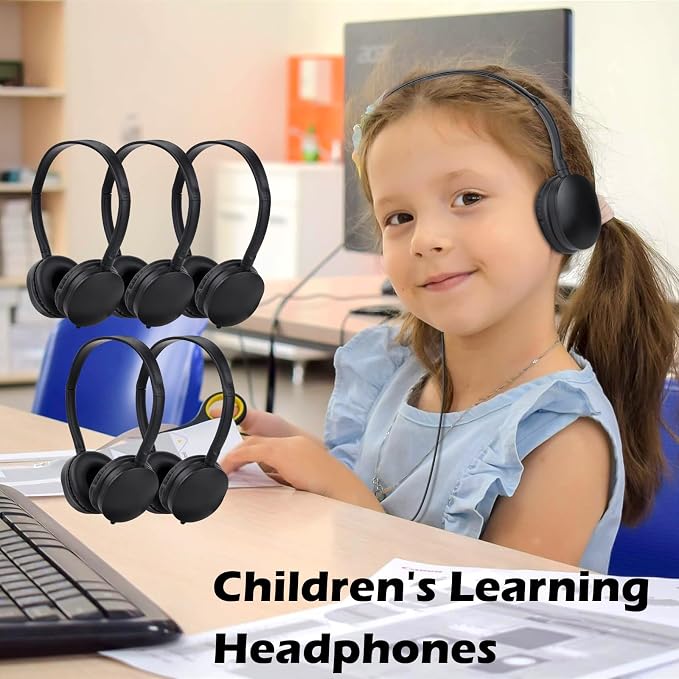 Kids Headphones Bulk 25 Pack for Classroom School,Wholesale Earphones Class Set for Students Teens Children Adult 3.5mm Jack (Black)