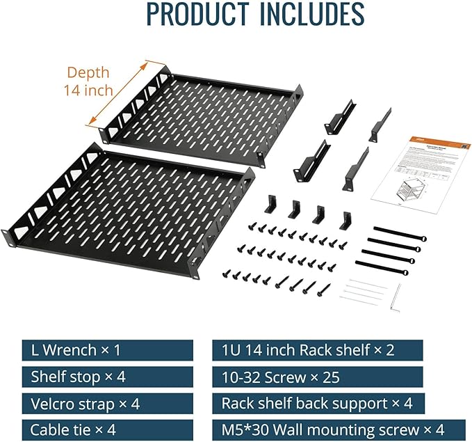 Tecmojo 20U Open Frame Network Rack for IT & AV Gear, AV Rack Floor Standing or Wall Mounted,with 2 PCS 1U Rack Shelves & Mounting Hardware,Network Rack for 19" Networking,Audio and Video Device