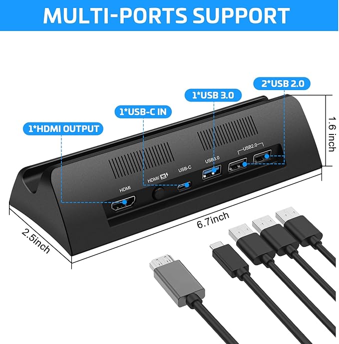 KEKUCULL TV Docking Station for Switch,Docking Station with 4K 1080P HDMI and USB 3.0 Port,Replacement for Official Switch Dock(Not for Switch2 and Not Included Cable)