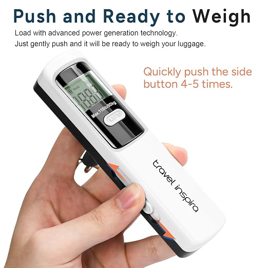 Battery-Free Luggage Scale – No Batteries Needed, Portable Digital Hanging Suitcase Weight Scale for Air Travel & Checked Bags, 110lb/50kg, LCD Display, Compact Travel Accessory