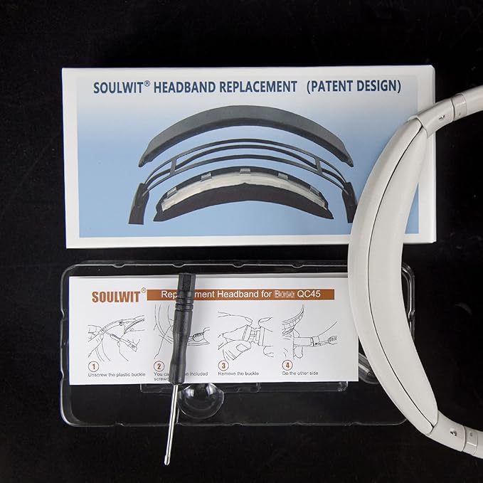 SOULWIT Headband Cover for Bose QuietComfort 45 (QC45)/QuietComfort SE (QC SE)/Quiet Comfort Wireless Headphones, Replacement Headstrap Pad Repair Part - White Smoke
