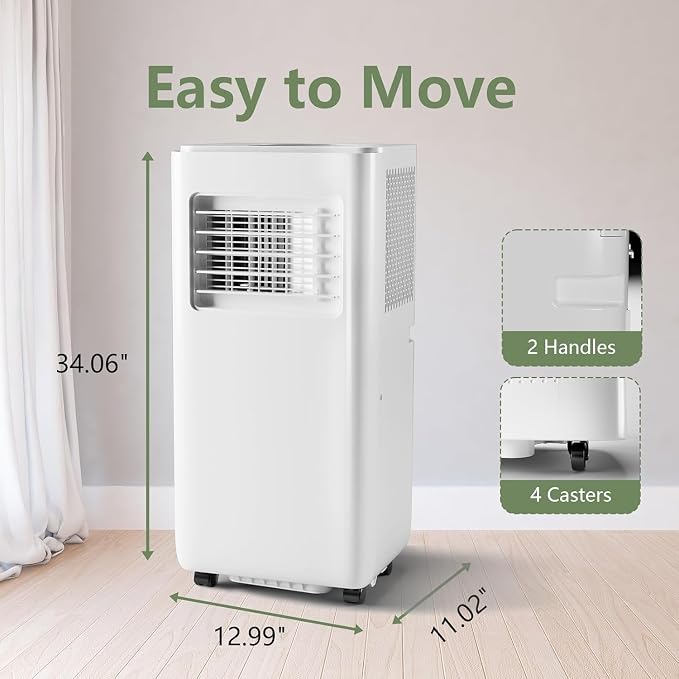 8000BTU Portable Air Conditioners, 3-in-1 Remote Control AC with 24-Hour Timer, Cools Up to 350 Sq. Ft. Inside Air Conditioner with Sleep Mode, Window Kit
