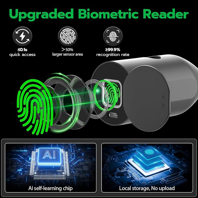Electric Smart Bike Chain Lock - Heavy Duty Anti-Theft, Fingerprint & App Unlock, Escooter Accessories With Waterproof Bag for Bicycle, Scooter, Motorcycle, Gates C61