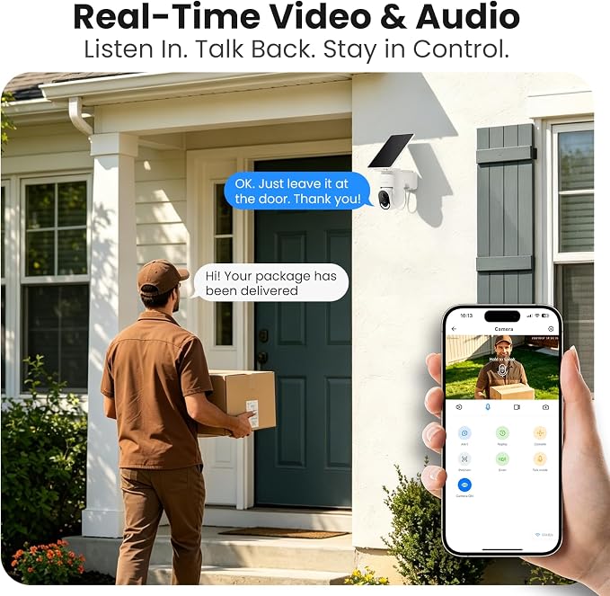 GALAYOU Solar Camera Outdoor Wireless - 2.4 GHz Wi-Fi Battery Powered Cameras for Home Security with Detachable Solar Panel, 2K 360° Pan/Tilt Auto-Tracking, Spotlight, TF Card Storage, R6 1 Pack