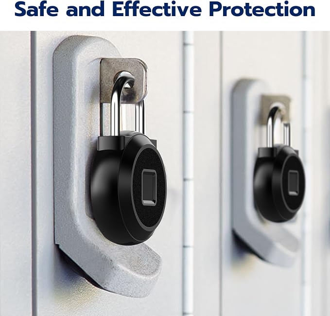 Gym Locker Padlock Fingerprint Padlock eLinkSmart - Waterproof Keyless Smart Lock Bluetooth App Authorized View Record Combination Padlock for School Gym Locker Gun Case Field Box Black