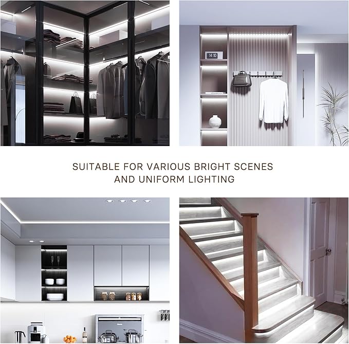 Pandery COB LED Strip Lights Cool White,24V Dimmable led Light Strip KIT with Remote and app Control,6000K 25FT/7.5m 8mmwide Ra>90 Cuttable Flexible Strip Lights for Bedroom,Wardrobe,Cabinet