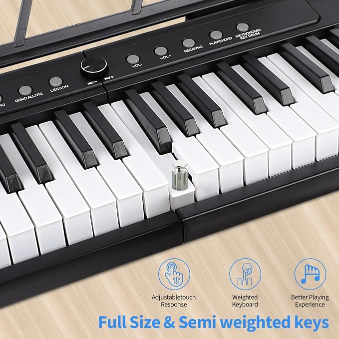 88 Key Piano Keyboard, Semi Weighted Electronic Digital Piano with Music Stand, Power Supply, Sustain Pedal, Bluetooth, Stand, MIDI, for Beginner Professional at Home, Stage