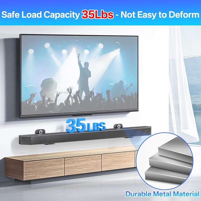 Soundbar Wall Mount for Samsung Soundbar Mounts HW-Q Series - Sound Bar Mount for HW-Q990C HW-Q990D HW-Q900C HW-Q800C HW-Q700C HW-Q600C and for More Samsung Sound bar Mounting Bracket Under TV