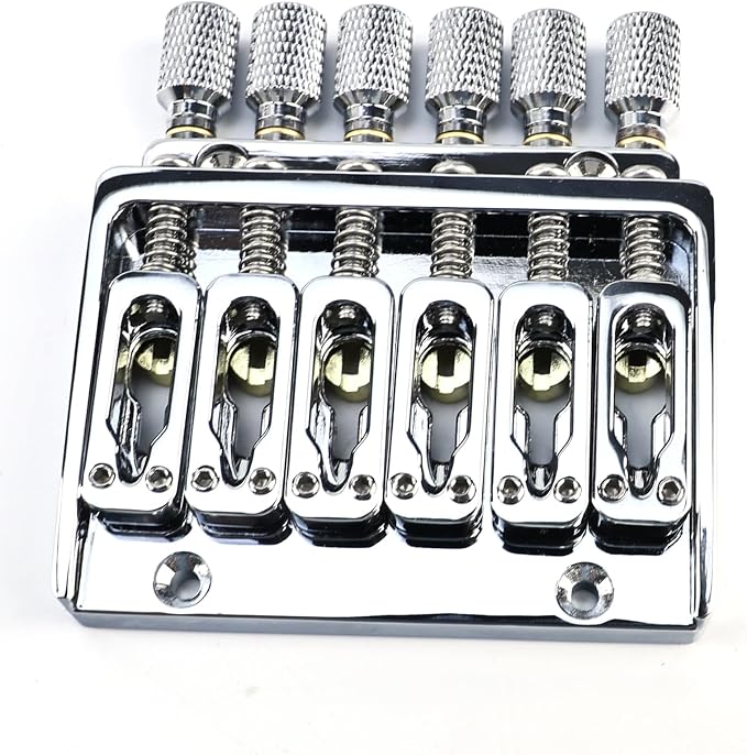 10.5mm(13/32") Headless Electric guitar Bridge Zinc Alloy 6 String Fixed Bridge for Headless Electric Guitar Replacement Parts（Chrome）