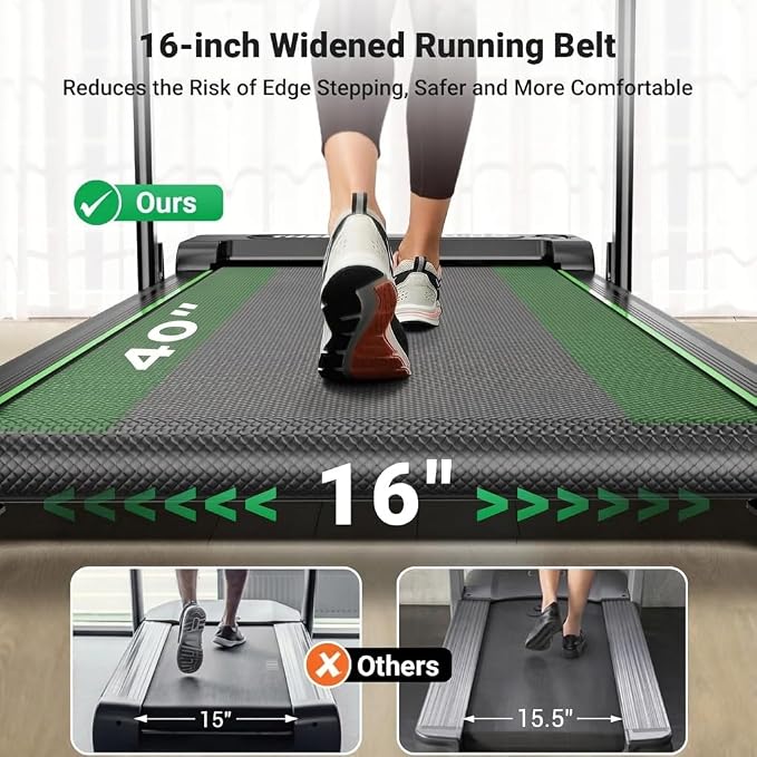 THERUN Walking Pad, 2 in 1 Foldable Treadmills for Home, 0.6-7.6 MPH, 2.5 HP Under Desk Treadmill with Handle Bar, 16" Widened Running Belt, with Remote Control & LED Touch Screen