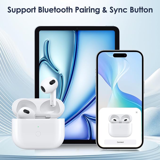 Replacement Charging Case for AirPods 3rd Generation, Only Compatible with AirPod 3rd Gen Charging Case (Not Pro 3), with Pairing Sync Button, No Earbuds (Lightning-Port)
