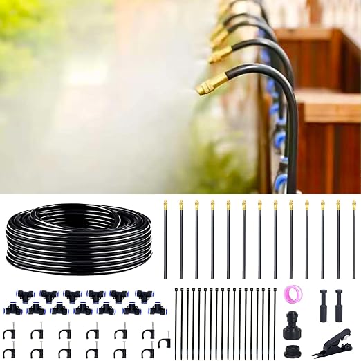 Thiswing 360° Adjustable Drip Irrigation System - 40 FT Automatic Garden Watering System with 13 Nozzles, Raised Bed Sprinkler System, Garden Mister for Yard, Lawn, Plants, 5/16" Tubing