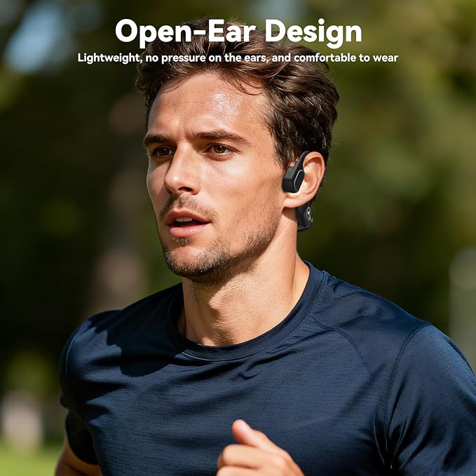 Soft Liquid Silicone Bone Conduction Swimming Headphones Underwater,IPX8 Waterproof Earbuds,Open Ear Swim Headphone with Skin-Friendly Silicone/Built-in 32G MP3-Player Earphones for Swim-Inky Black