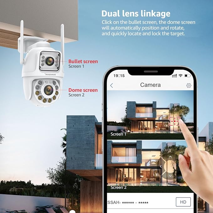BOAVISION 2Pack 2.4G/5G WiFi Outdoor Security Camera, Dual Lens Wireless PTZ, 360° View, AI Human Tracking, Color Night Vision, 24/7 Recording, Two-Way Audio, Cloud & SD Card Storage
