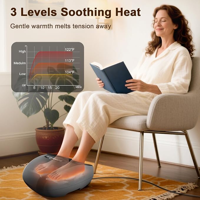 JZBRAIN Foot Massager for Plantar Fasciitis & Neuropathy 2026 Upgraded | Comfortable Shiatsu Massage with Heat, Kneading, Vibration & Compression