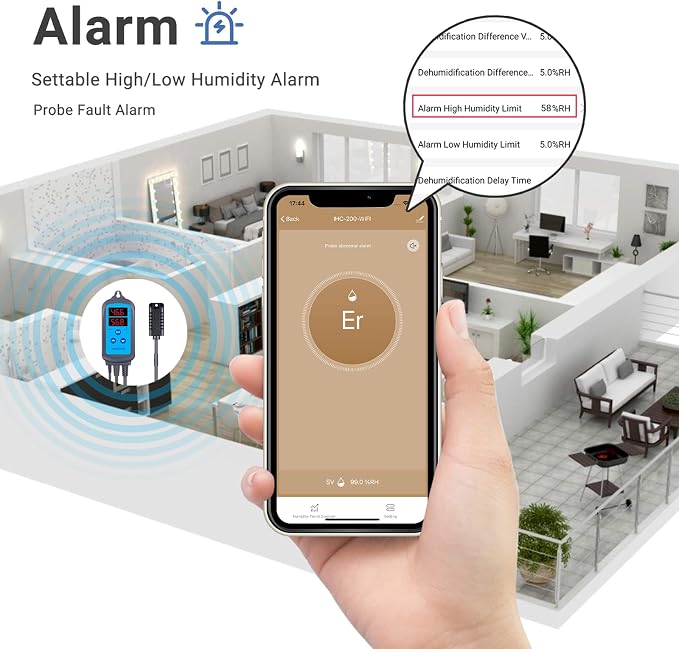 Inkbird Digital Wi-Fi Humidity Controller IHC-200 Dual Outlet Pre-Wired Humidistat for Mushroom Growing Curing Meat Reptile Greenhouse Support Humidifier Dehumidifier Fan iOS&Andriod.