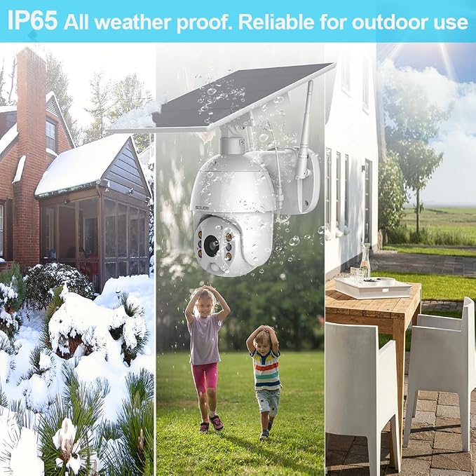 SOLIOM Solar Powered Security Camera Outdoor Wireless, 360 Pan Tilt WiFi Camera with Color Night Vision, PIR Human Detection, 2-Way Talk, Cloud Storage, No Monthly Fee, Compatible with Alexa