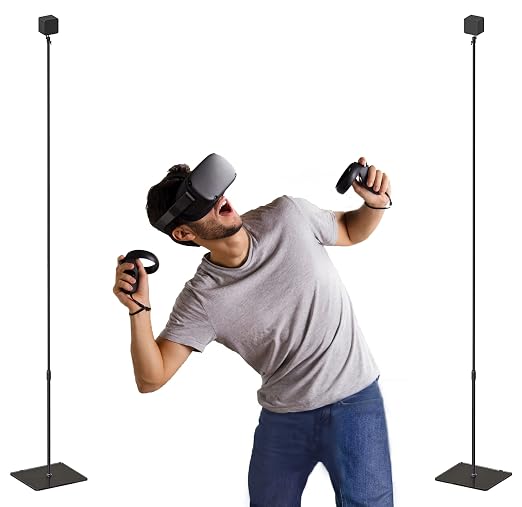 Skywin VR Stand with Glass Base, VR Sensor Stand - 2 Adjustable Stands | Compatible with SteamVR Base Station 2.0, HTC Vive Base Station & Oculus Rift Constellation Sensors - Only Stand Included