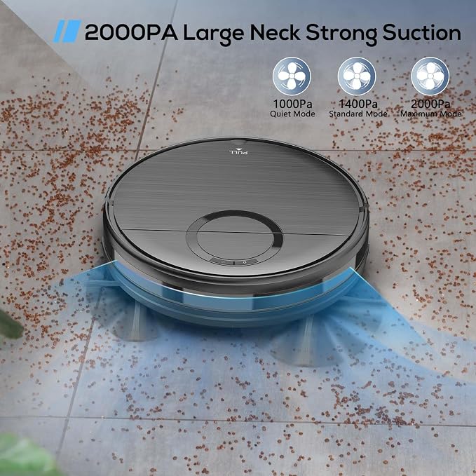 Robot Vacuum, 2 in 1 Robot Vacuum and Mop Combo for Pet Owners: Strong Suction, Anti-Tangle Brushless Inlet, Picks Up Dog & Cat Hair, Wet Mopping Removes Paw Prints, Auto-Recharge with Schedule