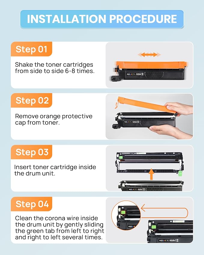 E-Z Ink Compatible TN229XL Toner Cartridges Replacement for Brother TN229XL TN-229XL TN229 XL to use with MFC-L3720CDW MFC-L3780CDW HL-L3220CDW HL-L3280CDW HL-L3300CDW Printer (TN229XLBK/C/M/Y-4 Pack)