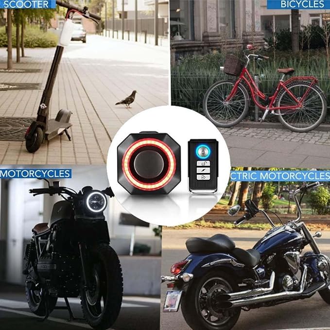 Bike Tail Light,Anti-Theft Bicycle Alarm Horn Wireless Remote Control USB Charging Smart Auto Brake Sensing IP65 Waterproof 110db Electronic Alarm Bell, Black