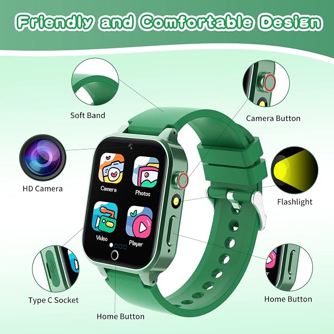 Cosjoype Kids Smart Watch Boys Gift for Age 6-10, 26 Games Touch Screen HD Video Music Player Learning Cards Audiostory Pedometer Educational Toys Birthday Gifts for Girls Ages 4 5 6 7 8