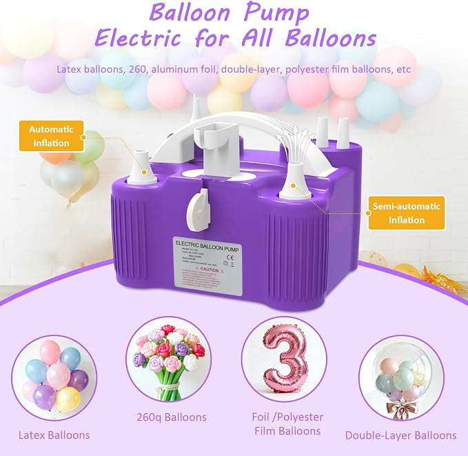 4-in-1 Balloon Pump Electric Balloon Pump Inflador De Globos Electrica Sports Balls Pump for All Balloons Latex Foil 260q Mylar Balloon, Air Cushion Pool Float Yoga Ball Inflator Balloon Machine
