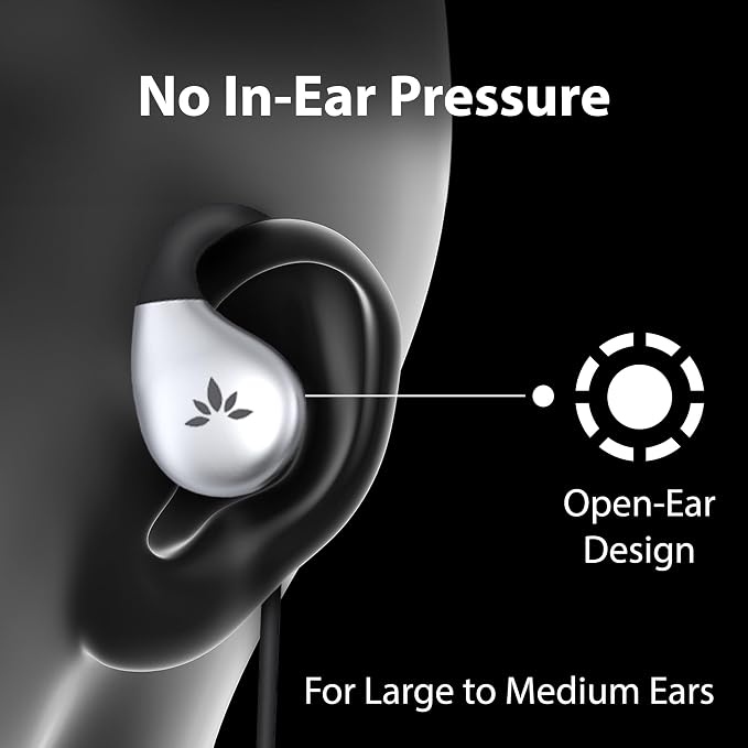 Avantree Resolve – USB-C Wired Open-Ear Earbuds w/Mic & Over-Ear Hook | Large Size, Compatible with iPhone 15/16/17, Google & Android Type C Phones, Ideal for Office, Outdoor & Home