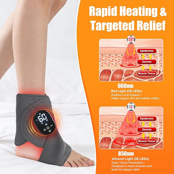 Foot Renew Massager for Neuropathy, with Red Light Therapy for Ankle, Infrared Neuropathy Foot Massager with Heat, 8 Massage Modes, 20 Intensity Levels,Ankle & Body Massager 1pack