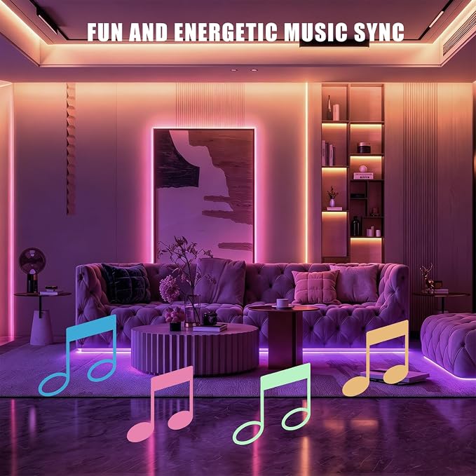 32.8ft Bluetooth RGB COB Led Strip Light, Color Changing with App, Music Sync COB Led Light Strip, Bright Flexible Multicolor Led Strip Light for Kitchen, Room, Party Decoration