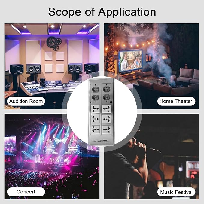 3000W 15A 100-240V AC8.8 Advanced Audio Power Purifier Filter AC Power Socket Video Noise Eliminator/Line Conditioner/Whole Entertainment System Protection Silver