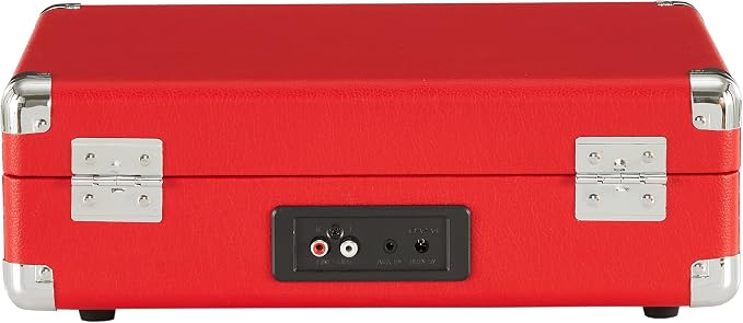 Crosley CR8005DP-RE1 Cruiser Plus Vintage 3-Speed Bluetooth in/Out Suitcase Vinyl Record Player Turntable, Red