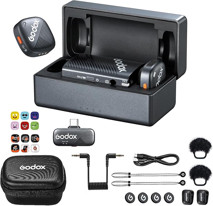 GODOX Cube-C Combo Kit2 Wireless Lavalier Microphone for iPhone/Android/Camera/PC/with USB-C Plug,48kHz/24bit,1000ft Range,Noise Cancellation,40H Battery Life,for Vlogging, Tiktok,Streaming (Cube-C)