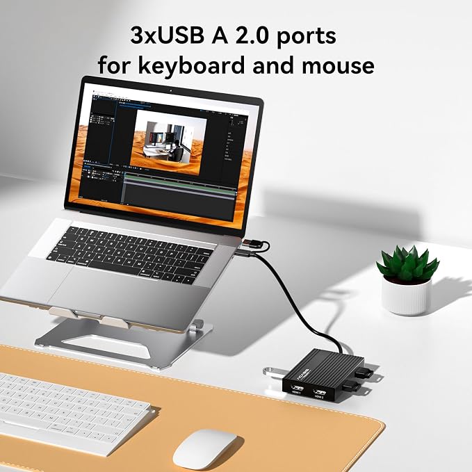 ACASIS USB C to Dual HDMI DisplayLink Adapter, 4K@60Hz, 2 HDMI & 3 USB-A Ports, 100W PD Charging, USB C DisplayLink Docking Station for Mac M1/M2/M3/Windows,USB A/C to Dual Monitor Adapter (Black)