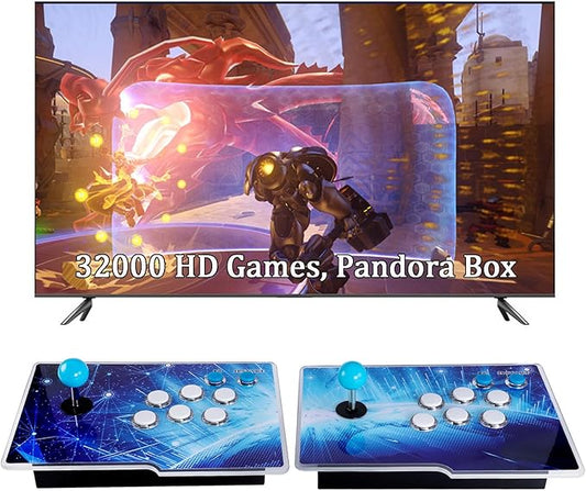 32000 Games 3D Pandora Box Arcade Game Console,Retro Video Game Machine for TV, 1280x720 HD Output,Search/Save/Hide/Pause Games,Support 4 Players,Two Splited Joysticks.