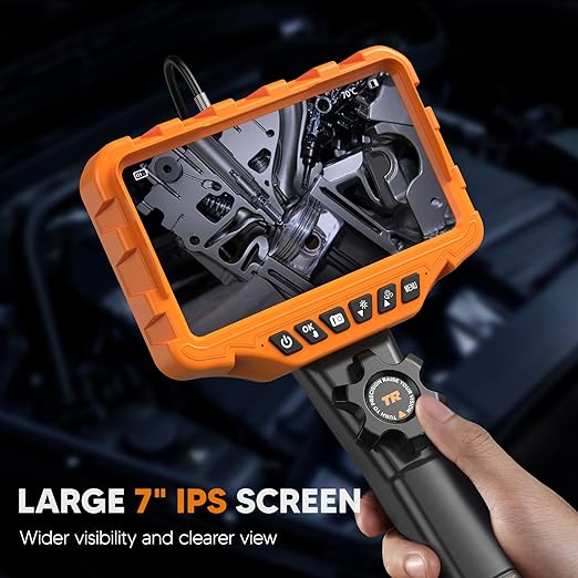 210° Two-Way Inspection Sewer Camera with Light, 7" IPS Articulating Endoscope, Industrial Borescope 0.24in Slim Probe Drain Camera for Inspection Automotive Wall Pipe 5.3FT Cable