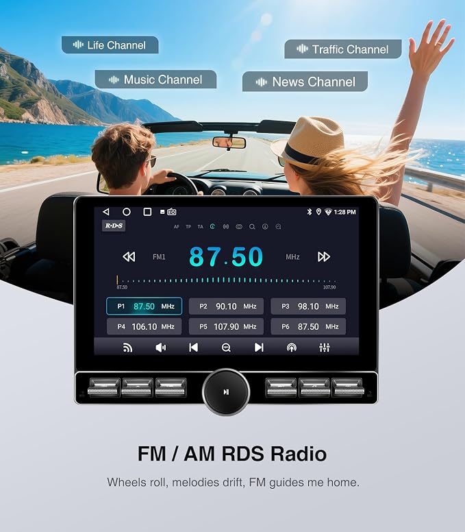 4G+64GB Car Stereo for Jeep Wrangler JK 2007-2018, Dodge Ram 1500 2500 Radio Upgrade-Wireless CarPlay Android Auto with Physical Volume Knob Keybutton, QLED Touch Screen, Backup Camera