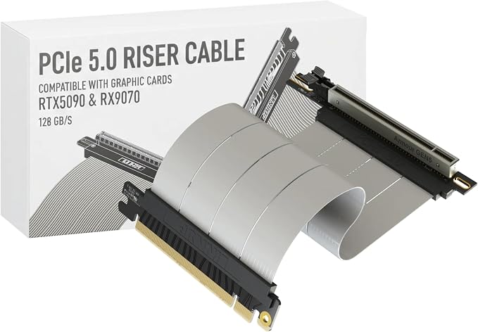 LINKUP PCIE 5.0 Riser Cable | for Vertical GPU Mount | Right Angle | Graphics Card GPU Ready | Usable with PCIe 4.0 & RX9070/ RTX5090 | 20cm (Total Length: 24cm)