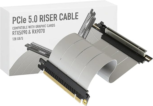 LINKUP PCIE 5.0 Riser Cable | for Vertical GPU Mount | Right Angle | Graphics Card GPU Ready | Usable with PCIe 4.0 & RX9070/ RTX5090 | 20cm (Total Length: 24cm)