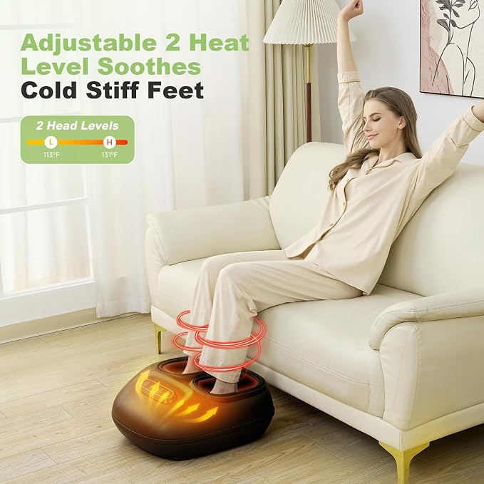 LINGTENG Electric Foot Massagers, Shiatsu Foot Massager with Heat and Compression, Deep Kneading 3-Level Pressure, Home Office Use for Men Women Parents Seniors