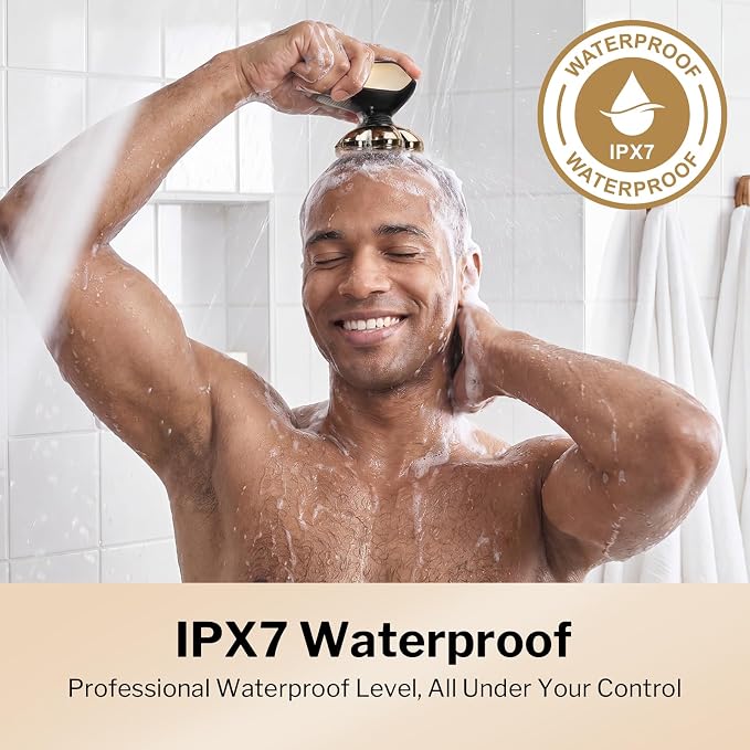 Head Shavers for Bald Men: 5-in-1 Electric Razor with 7D Floating Blades - IPX7 Waterproof Grooming Kit, Detachable Magnetic Head, 90-Min Wet Dry Gifts for Father's Day (Gold)