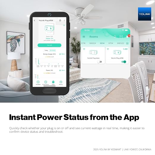 YoLink Smart Energy Plug 15A, 2 Pack, LoRa Control up to 1/4 Mile, High-Power Appliances, Cylce Timer, Real-Time Power Monitor, Overload Protection, Notifications, Alexa, Google , IFTTT, Hub Included